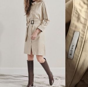 Nwot BLDWN burberry trench style beige shirt dress M